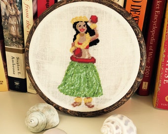 hula girl cross stitch pattern, instant pdf download