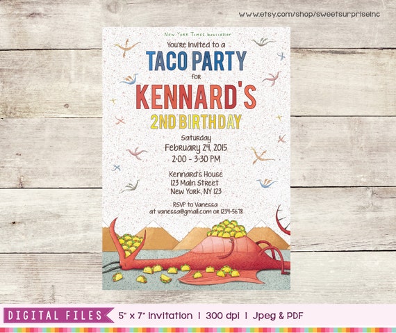 Dragons Love Tacos Invitation Printable Digital Print Etsy