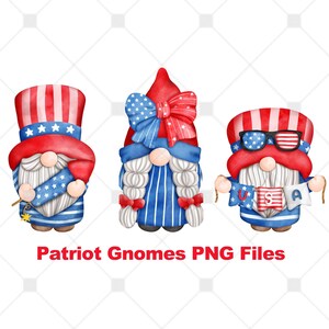 4th of July Patriotic Gnomes PNG Files Instant Download
