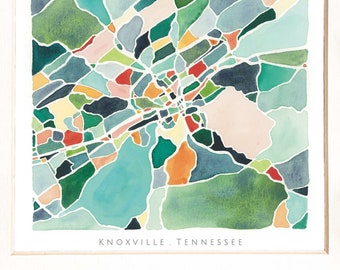 Knoxville, TN map | Tennessee watercolor painting | Housewarming gift