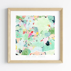 Carte de Johns Creek, Géorgie | Aquarelle de Géorgie | Cadeau de pendaison de crémaillère