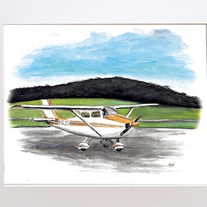 Cessna Airplane Watercolor Print: Flight Nursery Decor
