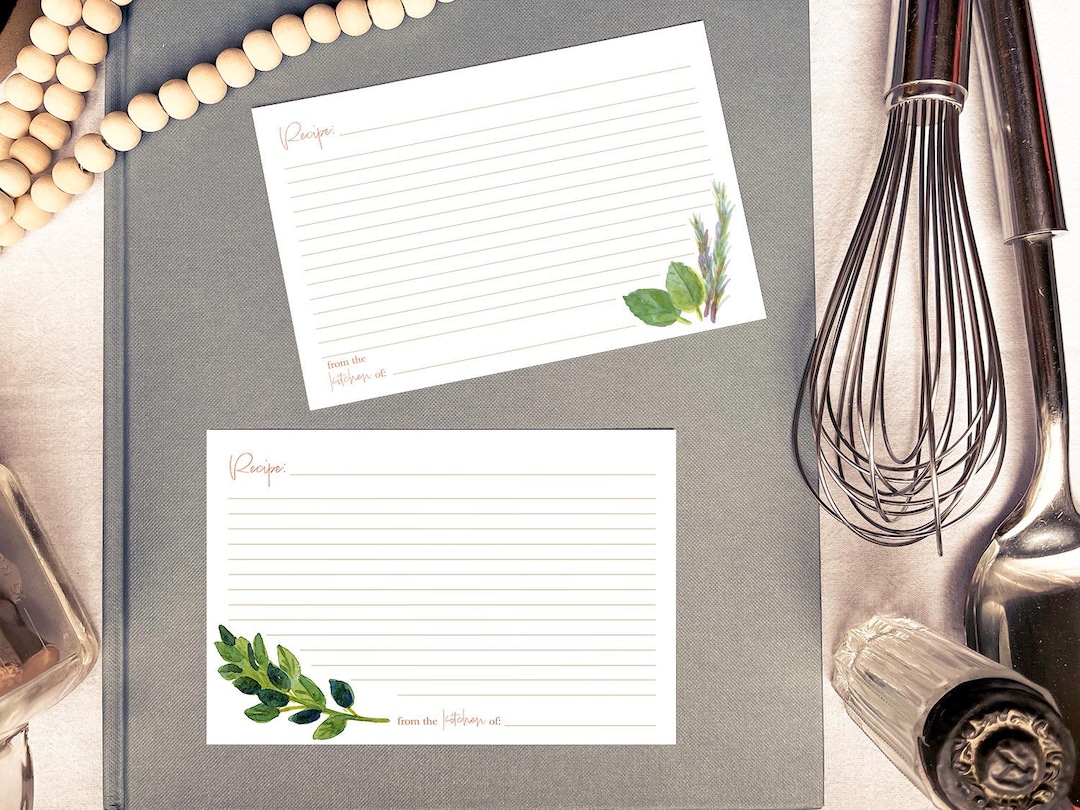 Easy Printable Basil &amp; Oregano Recipe Card . Simple Digital Download . Botanical Cooking ...