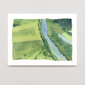 Tennessee Abstract Aerial Art | Minimalist River Landscape Painting ...