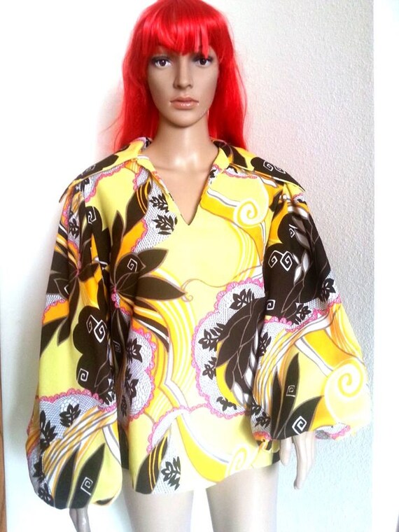 Mod 60s STOCKTON Size 12 Psychedelic Polyester Fa… - image 1