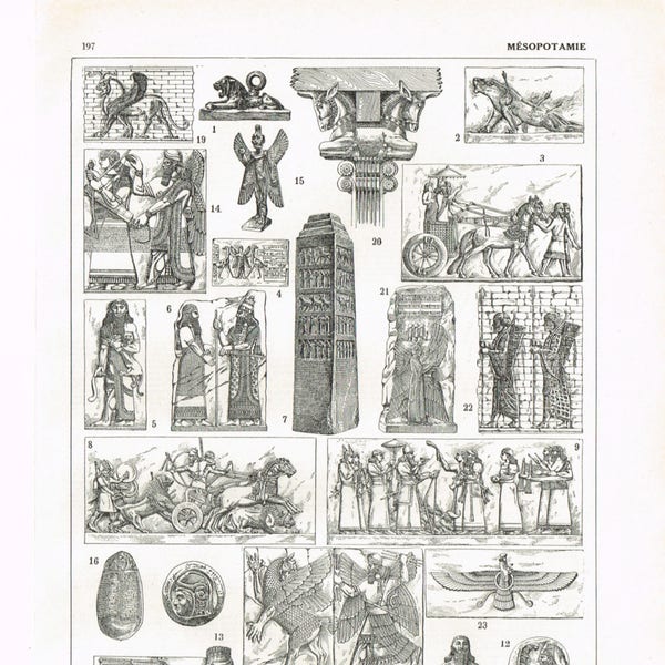 Digital Download from Original Black and White Print Vintage French Larousse Mesopotamia Art and Architecture Book Plate BUY 2 GET 1 FREE