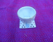 Egg Cup Beautiful Vintage French Porcelain 1930s Decorated with Gold Stars And Blue Hen Hand Finished Vintage China