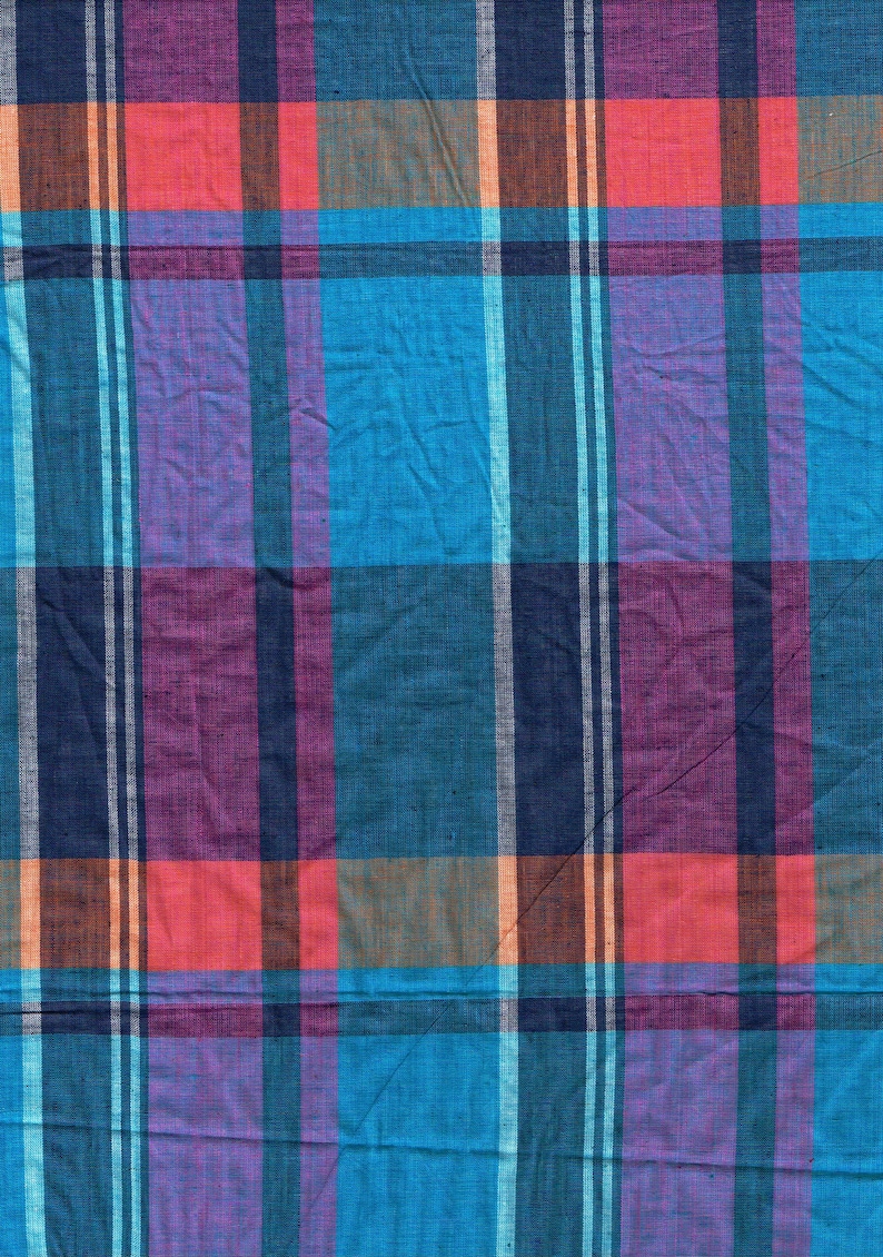 Check Fabric Tartan Vintage French Cotton Fabric 115 x 335 cm or 45 x 131 Inches Traditional Country Fabric France