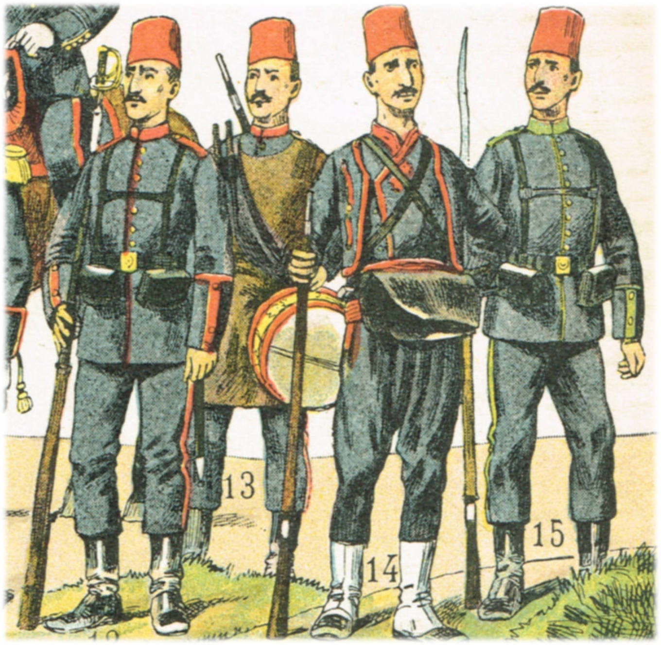 Original Vintage Französische Larousse Druck Lithographie zeigt türkische  Armee Uniformen Turquie Original 1920er Jahre Buchplatte 12,4 x 2,4 Zoll -  .de
