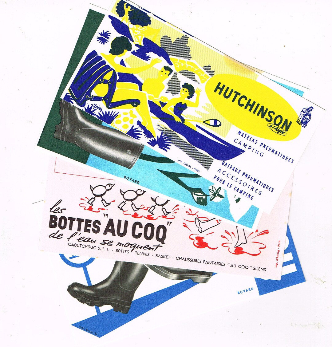 Blotters Vintage French Blotting Papers Advertising 1950s Shoes Boots