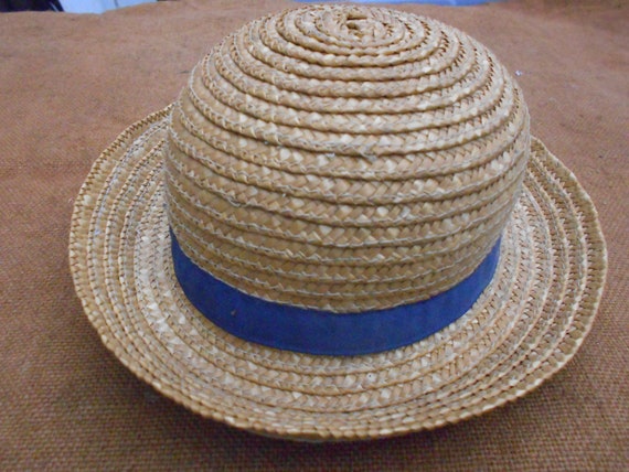 Childs Straw or Sennit Boater Vintage French Trad… - image 5