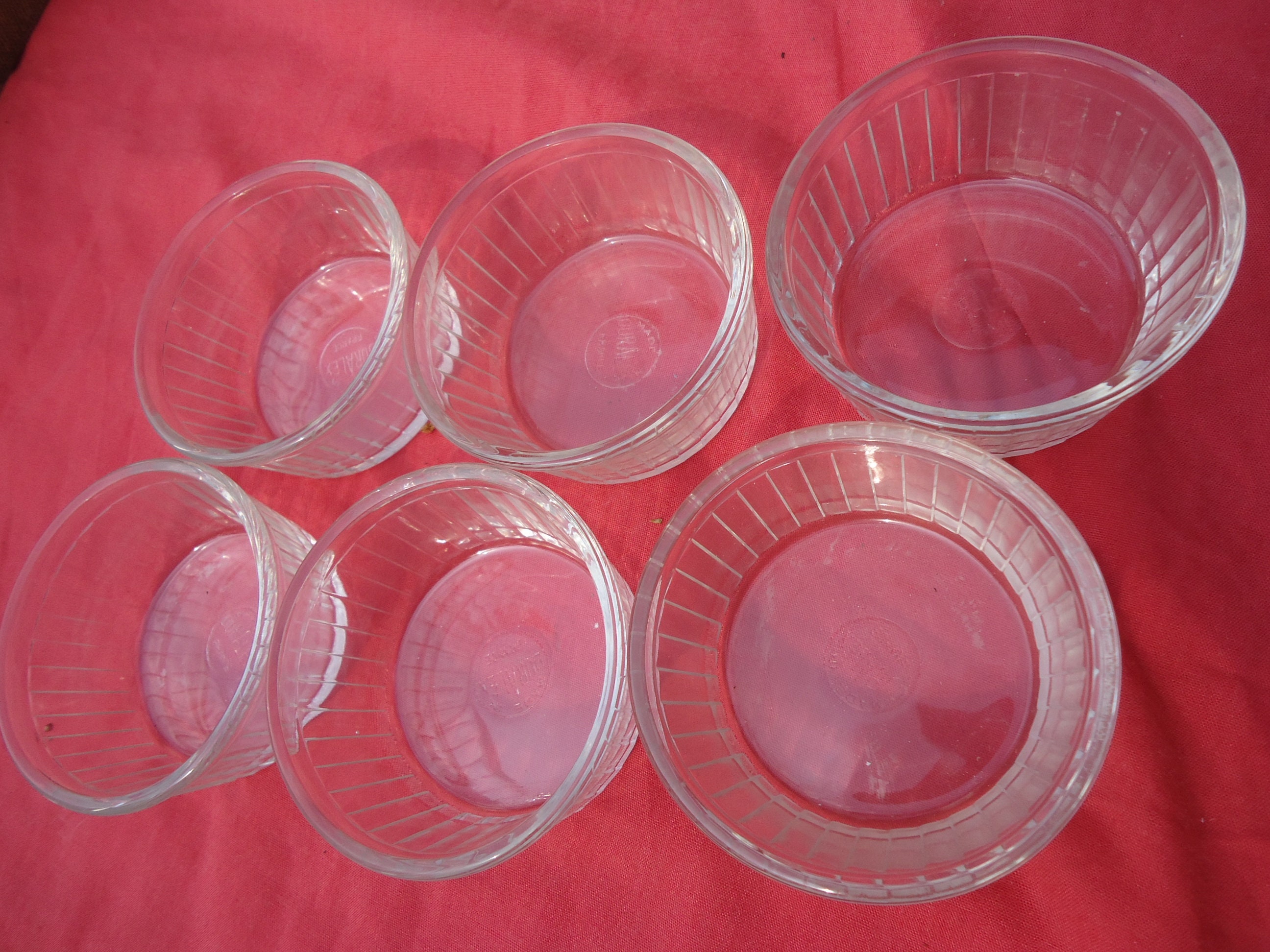 Ramekin Set de 6 Pyrex Duralex Retro Vintage Français Four Plats 3, 2 Pouces Diamètre Emblématique D