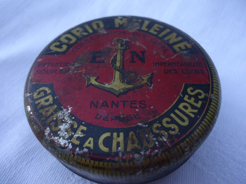 Shoe Polish Beautiful vintage 1950s French Shoe or Boot Grease Tin Coblers Made In France