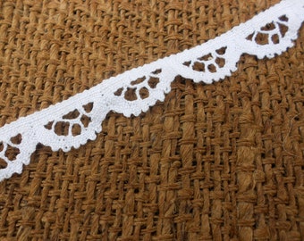 Lace Vintage French Fine Lace Traditional Cotton White 0.8 inches 2 cm Width 1960s Cotton Paris Dressmaking New Old Stock Unused