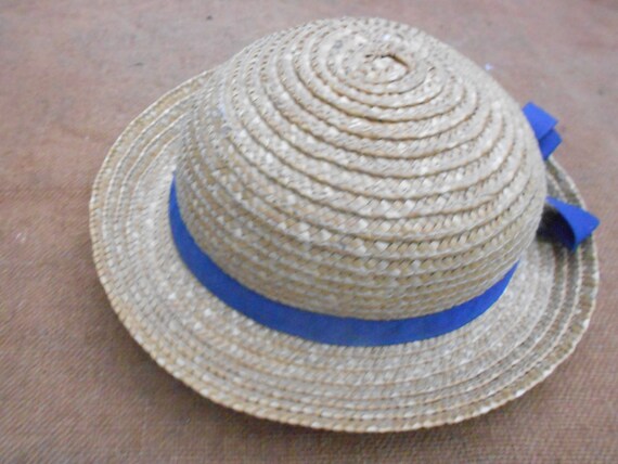 Childs Straw or Sennit Boater Vintage French Trad… - image 4