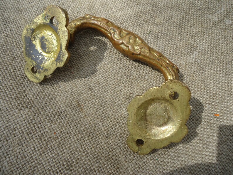 Drawer Door Handle Vintage French Gilt Bronze Napoleon III Piano Handle Victorian 19th Century Chateau Style Decorative Estate Sale Find
