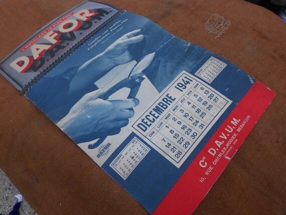 Buy Tool Garage Workshop Calendar Print Page 1941 Vintage Wartime France  From the Brand DAFOR December Print Rare World War Two Advertising Online  in India - Etsy