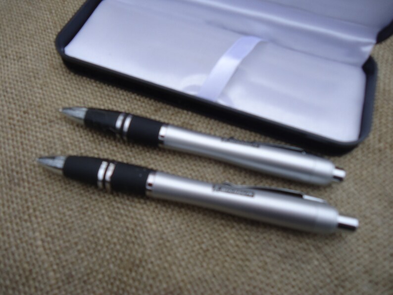 Pair of Ballpoint Pens Original French Vintage PIERRE CARDIN Pens in its Original Box MICHELIN Advertising Pens from Paris Designer France