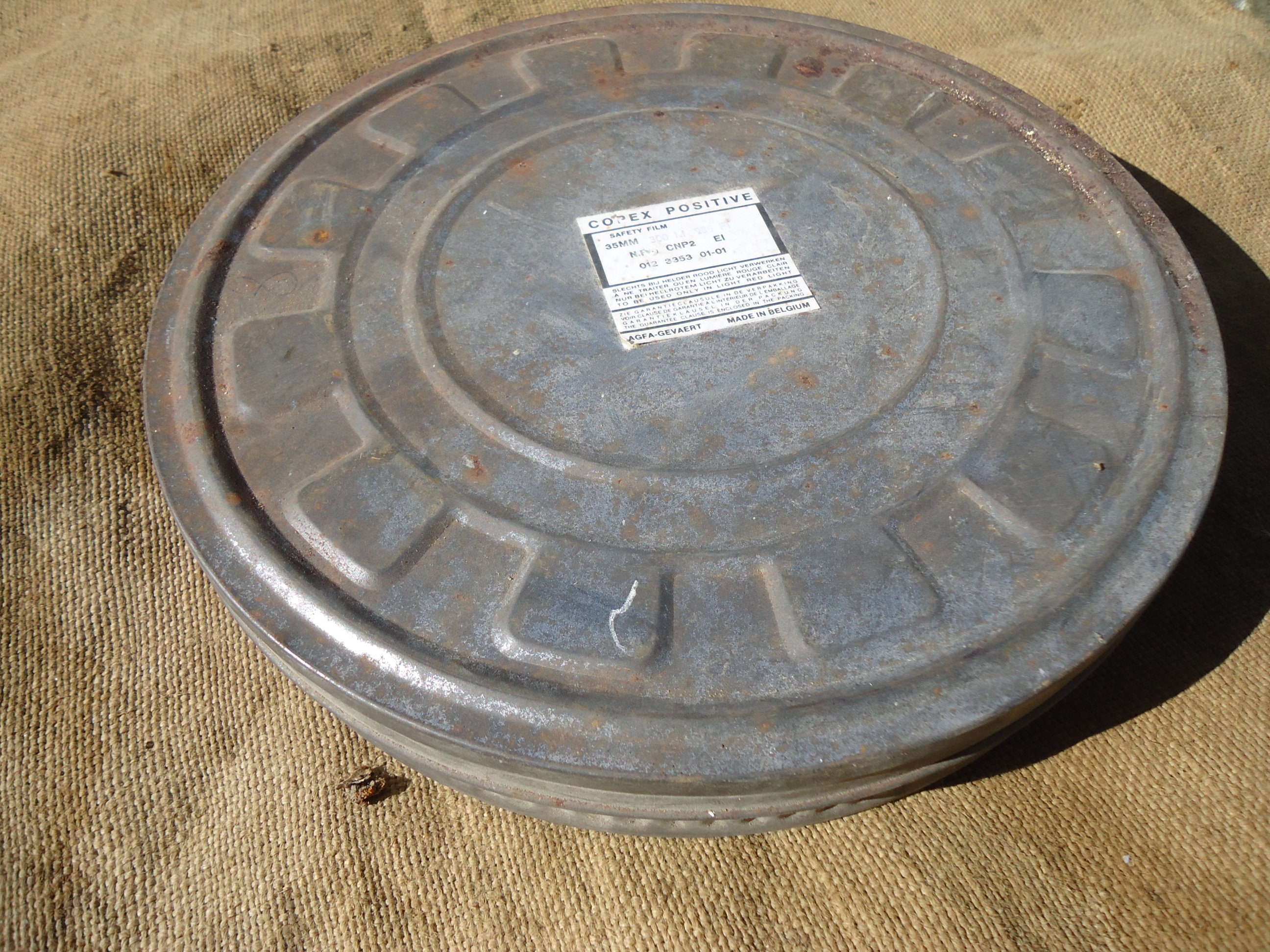 Cinima Film Tin 35mm Vintage Français Copex Made in Belgium Iconic Large Round Flat 1950S Agfa 10.5 