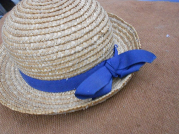 Childs Straw or Sennit Boater Vintage French Trad… - image 3