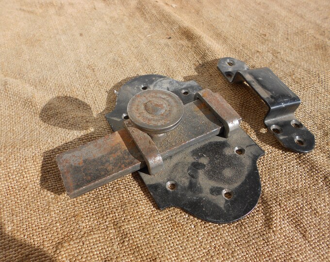 Very Large Deadbolt NOS Vintage French Brass and Steel Door Lock Door