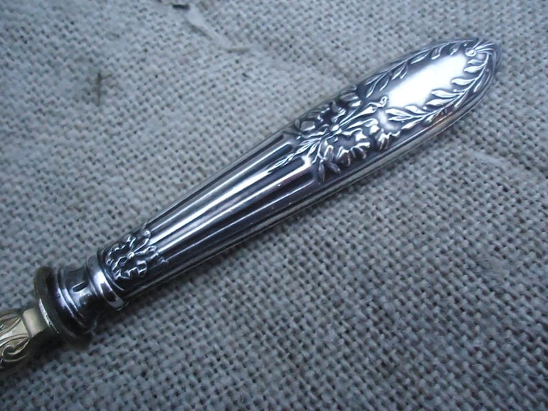 Fruit Spoon Scoop Vintage French Hallmarked Silver Plated and Vermeil Art Nouveau Style Large Dessert Fruit Serving Utensil Chateau Style