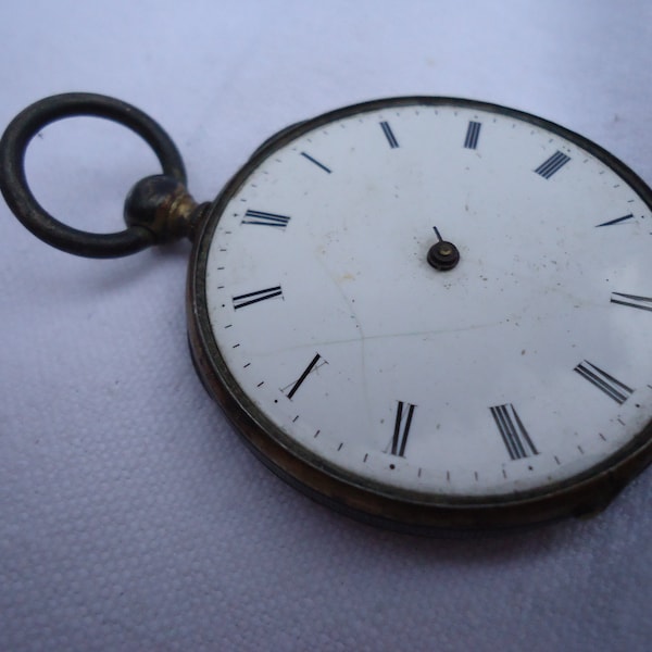 Montre vintage Français Montre a Gousset Halmarked Émail Visage 19ème siècle Antique Turnip Montre Projet de réparation Up Cycling Spares Argent