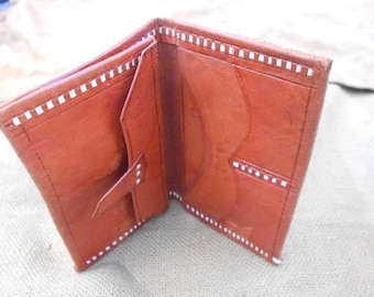 Leather Wallet Vintage French Pigskin or calfskin Wallet 1950s Beautiful Made 3.5 x 5 inches or 9 x 12 cm