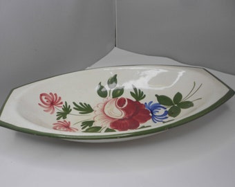 Antique handpainted China serving dish /Oval Fruit Bowl /Bread Bowl -  Stamped 2 on reverse Very Good Condition 1900s
