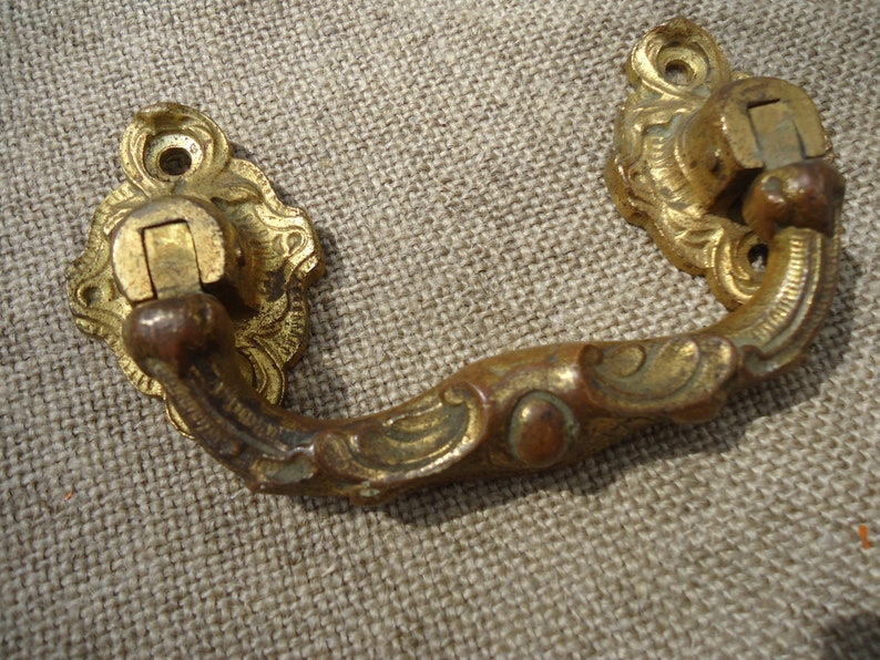 Drawer Door Handle Vintage French Gilt Bronze Napoleon III Piano Handle Victorian 19th Century Chateau Style Decorative Estate Sale Find