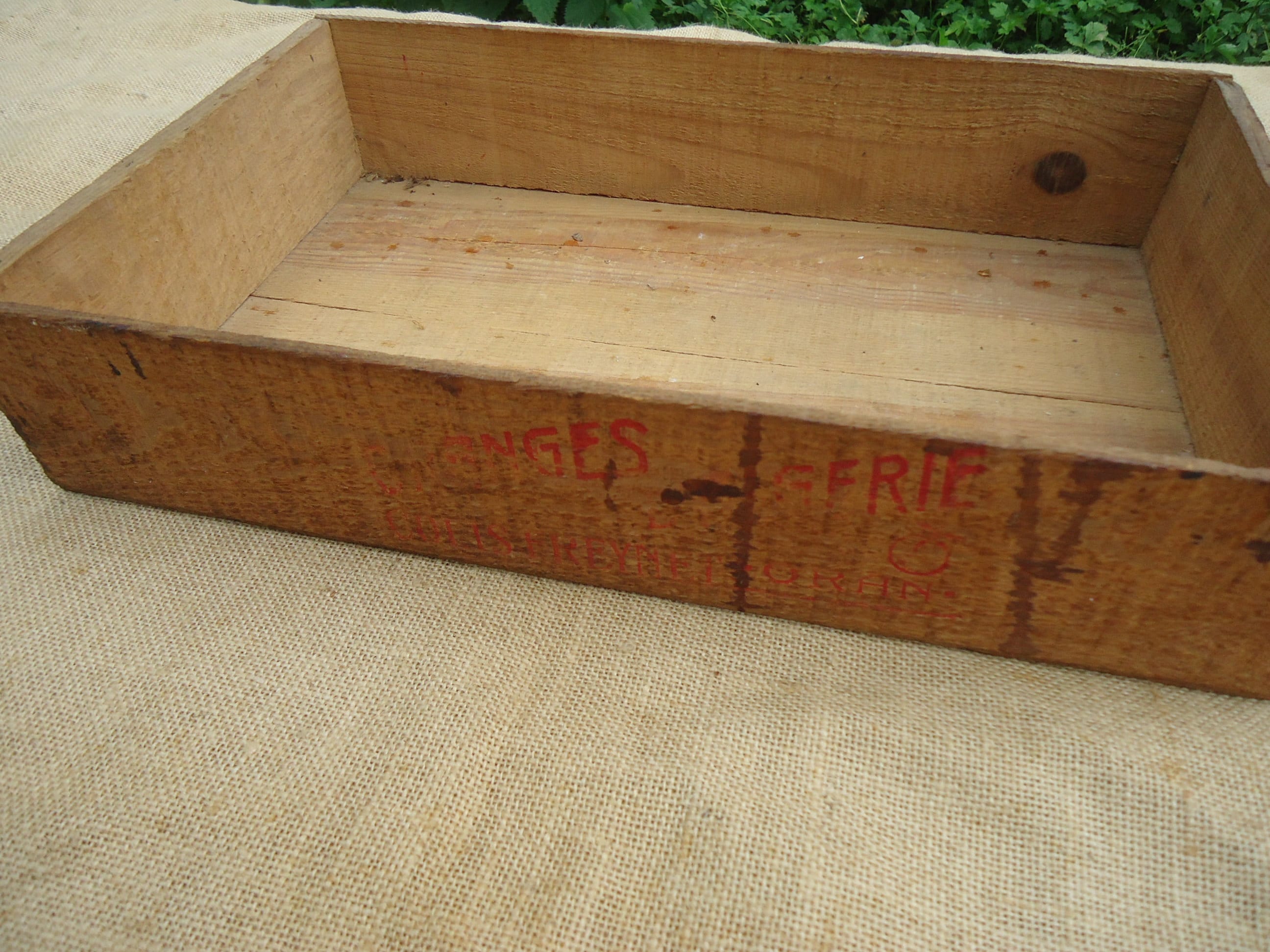Boîte Orange Original Plateau en Cas de Fruits Bois Vintage Fruit Français Du Début 20E Siècle Oran 