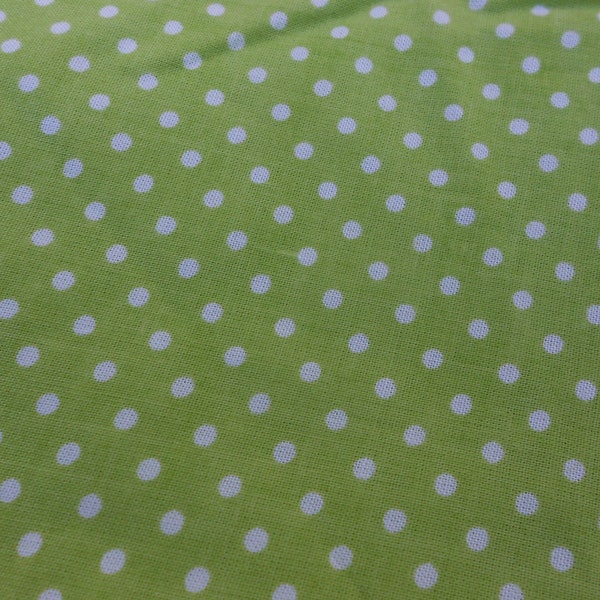 Tissu à pois vert vintage Français Tissu en coton 60 pouces ou 150 cm de large Tissu traditionnel de campagne France Prix au mètre