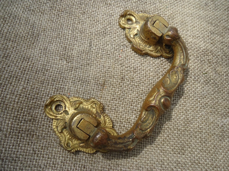 Drawer Door Handle Vintage French Gilt Bronze Napoleon III Piano Handle Victorian 19th Century Chateau Style Decorative Estate Sale Find