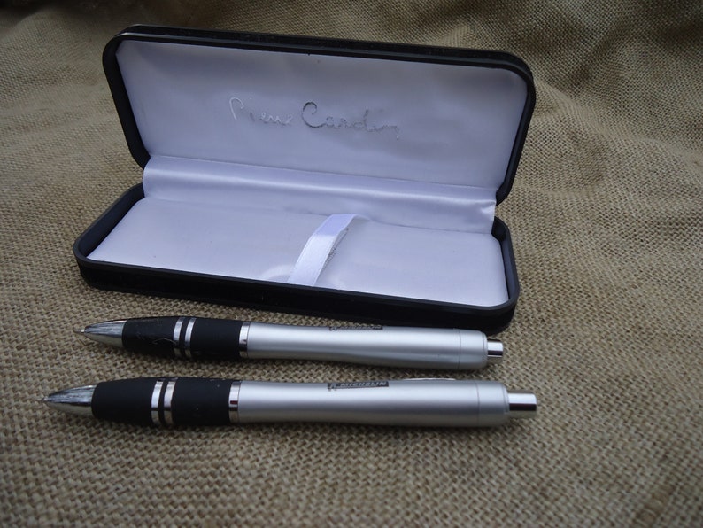 Pair of Ballpoint Pens Original French Vintage PIERRE CARDIN Pens in its Original Box MICHELIN Advertising Pens from Paris Designer France