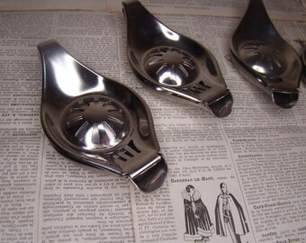 Set of Four Vintage Lemon slice squeezer stainless steel Made by MOKKA  in Italy in High Quality Stainless Steel