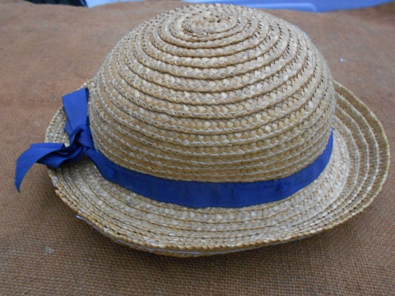 Childs Straw or Sennit Boater Vintage French Trad… - image 7
