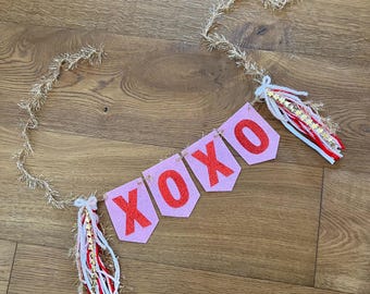 Valentines XOXO Banner home decor for mantel photo prop felt Vday holiday garland decoration