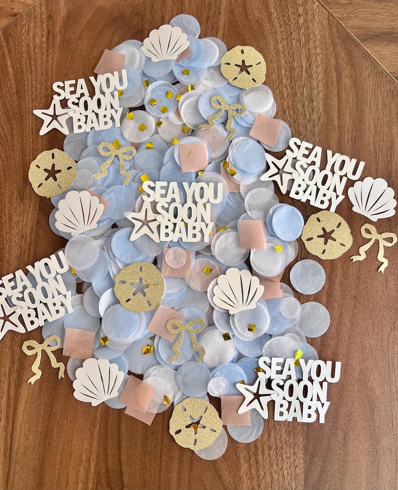 Coastal Confetti: Sea You Soon baby baby shower Blue