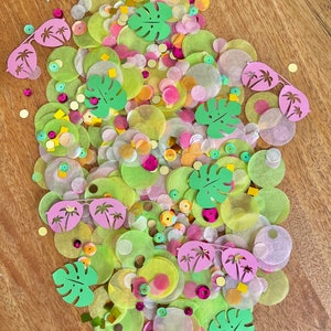 Tropical Confetti for summer party palm leaf confetti pool party the big one tropical bachelorette luau summer fiesta