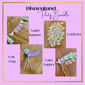 Pastel Disneyland Birthday Confetti Party Decor baby shower happiest birthday on earth party package disney banner and cake topper