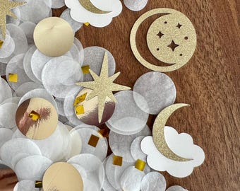 Twinkle Twinkle Little Star Confetti: Gold Stars and Moons, Baby Shower Decor