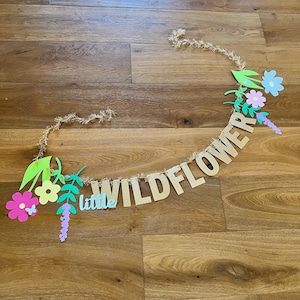 Little Wildflower Party Banner – Boho Floral Garland for Baby Shower or Birthday Decor She’s a Wild One