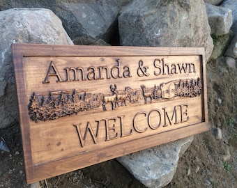 Custom Welcome Sign Housewarming gift Birthday gift Personalized Carved sign