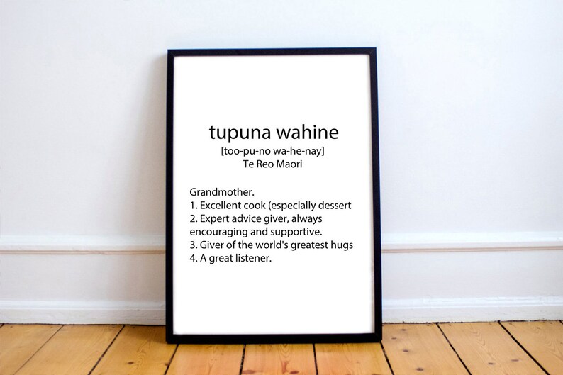 Tupuna Wahine Grandmother Te Reo Maori Definition Print Etsy