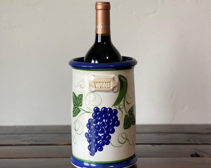 Vintage Stoneware Wine Chiller, 80's Retro Studio Pottery Wine Chiller