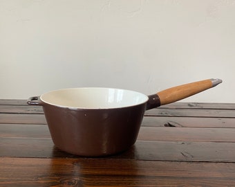 Vintage Copco Michael Lax Enameled Pot, Mid Century Brown Enameled Skillet Pot or Saucepan by Michael Lax for Copco Made in Denmark