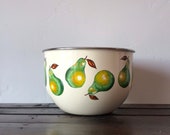 Vintage Kobe Enameled Mixing Bowl, Modern Vintage Enameled Pear Bowl by Kobe, Vintage Kobe Bowl in Pear Design