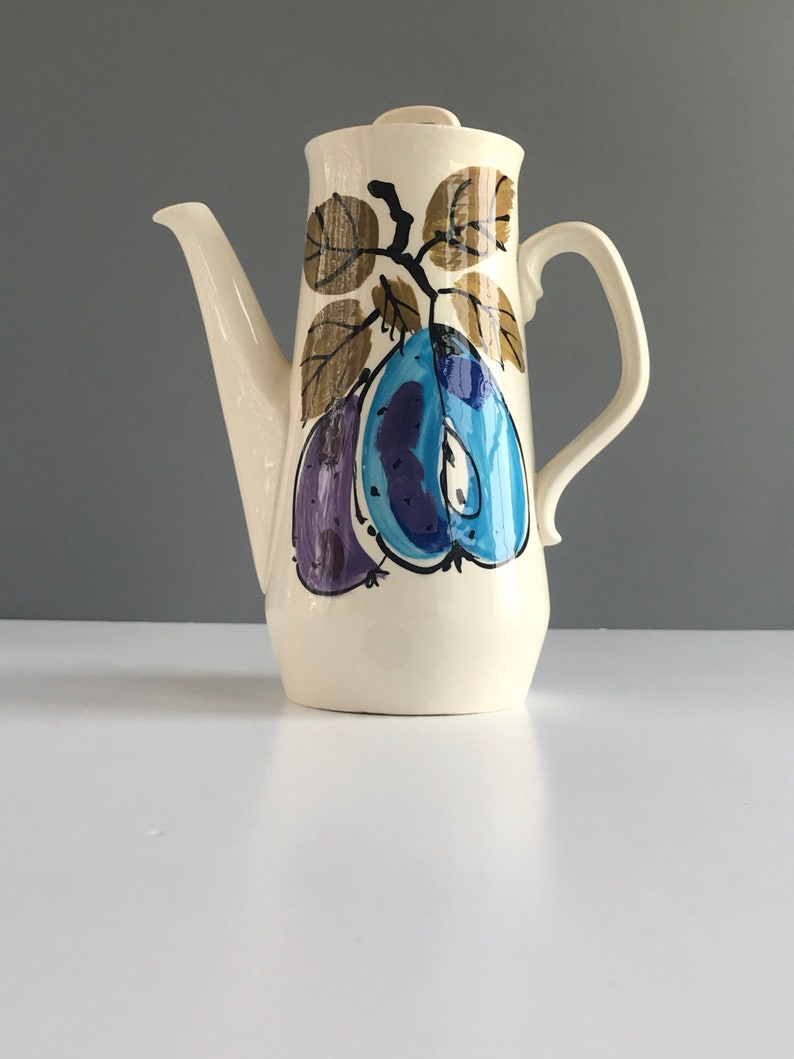 Mid Century Vera Neumann Forbidden Fruit by Island Worcester Coffee Tea Pot Vintage Modern Vera Neumann Island Worcester Coffee Pot