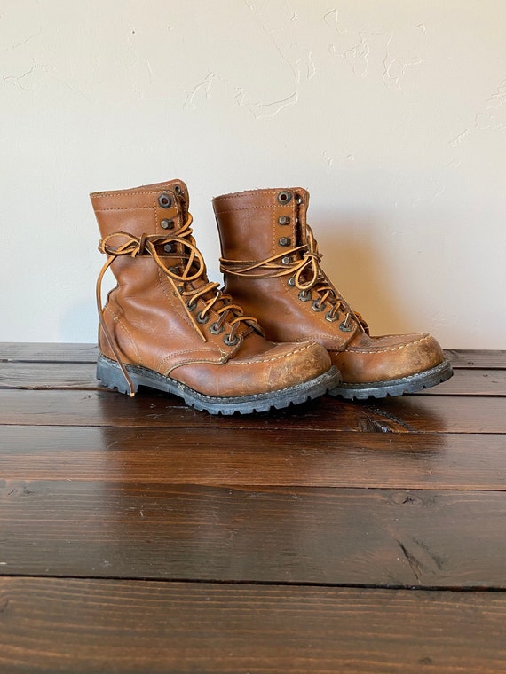 Vintage Leather Hiking Mountaineering Boots, Vinta