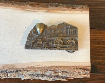 Vintage Brass Train Belt Buckle, Vintage Brass Belt Buckle, 1977 Capt Hawks Sky Patrol Train Locomotive Belt Buckle